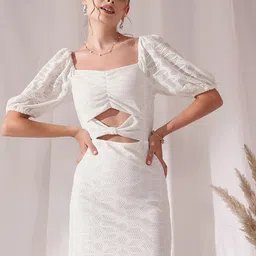 STREET 9 Square Neck Puff Sleeves Schfilli Sheath Dress-image-22