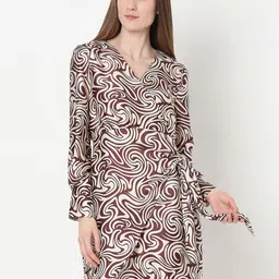 Vero Moda Abstract Print Bishop Sleeve Sheath Dress-image-71