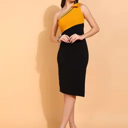 DressBerry Colourblocked One Shoulder Sheath Dress-picture-11