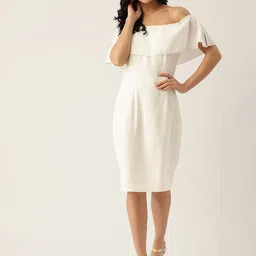 DODO & MOA Women White Off-Shoulder Ruffled Sheath Dress-picture-18