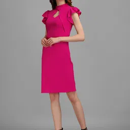 PURVAJA Women Keyhole Neck Sheath Dress image 2
