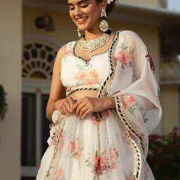 Lavanya The Label White & Red Printed Ready to Wear Lehenga & Blouse With Dupatta image 2