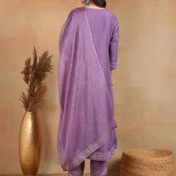 KALINI Floral Printed Gotta Patti Anarkali Kurta with Trousers & With Dupatta image 4