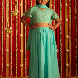 VASTRAMAY Girls Embellished Sequinned Ready to Wear Lehenga & Blouse With Dupatta-picture-14