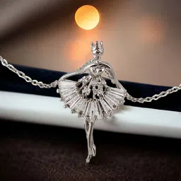 LUCKY JEWELLERY Silver Plated AD-Studded Dancing Doll Jewellery Set image 2
