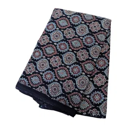 aanandi Cotton Unstitched Ajrakh Fabric - Perfect For Cotton Kurti, Ladies Suit, Salwar Suit, Pant, Blouse Material, Gown, Palazzo (2.5m, Blue) image 1