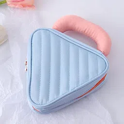 HOUSE OF QUIRK Blue Cosmtic Organiser With Handle image 1