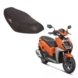 KSHEERI Xoom 110 Scooty Seat Cover Protect from Rust and Dust, PU Leather Waterproof Durable Seat Cover (Black) image 1