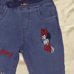 A-Okay Boys Jogger Fit High-Rise Mickey Mouse Printed Acid Wash Stretchable Jeans image 2