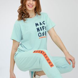 Zeyo Typography Printed Cotton T-Shirt With Jogger-picture-29