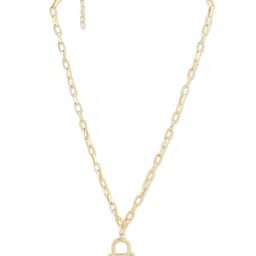 AMI Gold-Toned & Gold-Plated Diamonds Embellished Lock Pendant With Linked Chain image 5
