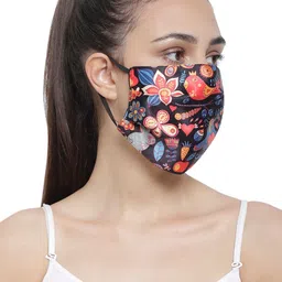 The House of Tara Unisex Black & Grey 3 Ply Printed Reusable Cloth Mask image 2