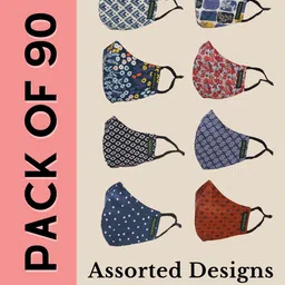 Calvadoss Women Pack Of 90 Assorted 3-Ply Reusable Cotton Cloth Masks-image-13