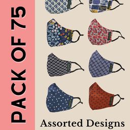 Calvadoss Women Pack Of 75 Assorted 3-Ply Reusable Cotton Cloth Masks-picture-48