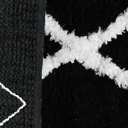 Aura Black & White Checked Rectangular 1850 GSM Anti Skid Bath Rug image 4