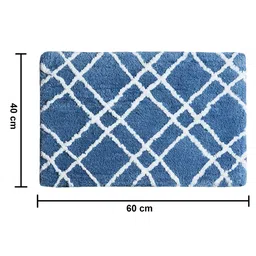 Aura Turquoise Blue & White Checked Rectangular 1850 GSM Anti Skid Bath Rug image 2