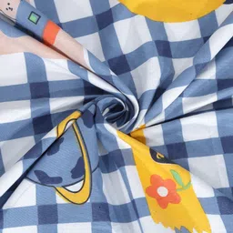 FABINALIV Blue & White Cartoon Characters Printed 300 TC Single Bedsheet & Pillow Cover image 4