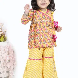 BownBee Girls Ethnic Block Printed Pure Cotton Angrakha Pure Cotton Kurta with Sharara-image-12