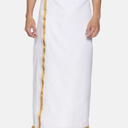 Sethukrishna Men White Solid Readymade Cotton Dhoti-picture-13