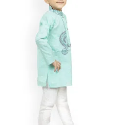 BAESD Boys Ethnic Motifs Embroidered Straight Thread Work Kurta with Pyjamas image 3