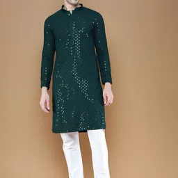 here&now x sanwara Sanwara Floral Embroidered Sequinned Straight Kurta With Pyjamas-picture-14