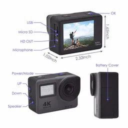 Drumstone 【Don't Miss 10 Years Warranty H32 Remote Ultra HD 4K WiFi Action Waterproof Sport Camera with 2 Inch LCD Screen image 4
