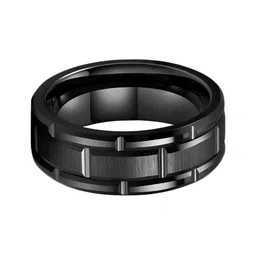 Yellow Chimes Men Black Brick Pattern Finish Ring image 5