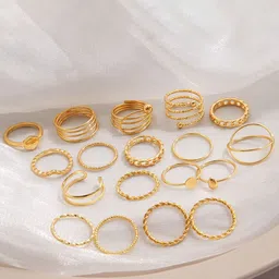 Shining Diva Fashion 18Pcs Gold-Plated Finger Rings-picture-42