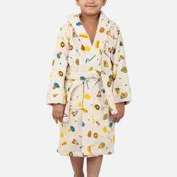 RANGOLI Kids Beige & Yellow Printed Pure Cotton Super Absorbent 400 GSM Bath Robe-image-35