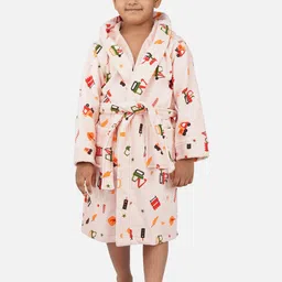 RANGOLI Kids Peach & Green Printed Pure Cotton Super Absorbent 400 GSM Bath Robe-image-39