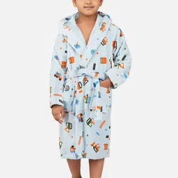 RANGOLI Kids Blue & Orange Printed Pure Cotton Super Absorbent 400 GSM Bath Robe-picture-38
