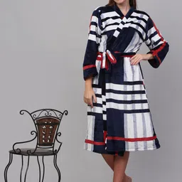 KLOTTHE Striped Woolen Bath Robe With Belt image 5