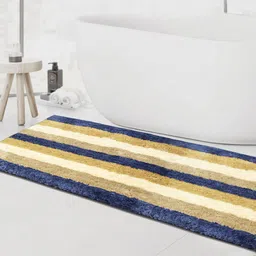 LUXEHOME INTERNATIONAL Brown & Blue Striped 1850 GSM Microfibre Bath Rug-picture-40