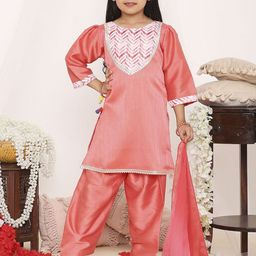 KID1 Girls Ethnic Motifs Printed Regular Gotta Patti Kurta with Salwar & With Dupatta-picture-34