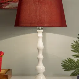 Homesake White & Red Solid Teardrop Handcrafted Table Lamp with Shade-picture-54