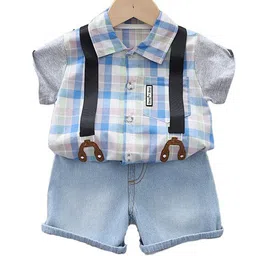 StyleCast Boys Blue Checked Pure Cotton Shirt with Shorts-image-92