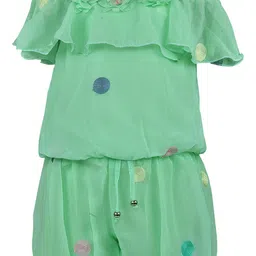 Wish Karo Girls Green & Blue Printed Top with Shorts-image-68