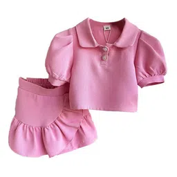 StyleCast x Revolte Girls Pink Shirt Collar Top with Shorts-image-89