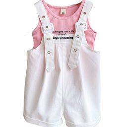 StyleCast x Revolte Girls Pink & White Sleeveless Pure Cotton Top with Shorts-picture-42