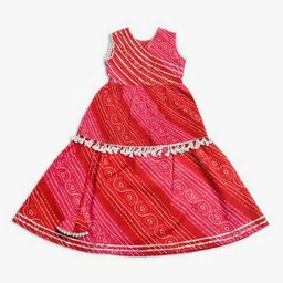 Cute Couture Girls Bandhani Printed Regular Top with Skirt-picture-30