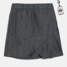 ELLE Girls Charcoal Grey Self-Checked A-Line Knee-Length Skirt image 5