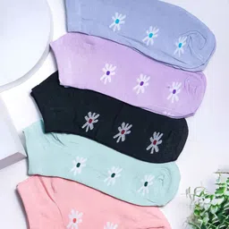 Brauch Women Pack Of 5 Assorted Ankle Length Socks-image-10