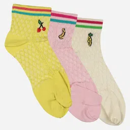 Bodycare Women Pack Of 3 Cotton Patterned Ankle Length Socks-image-2