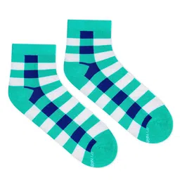 Dynamocks Unisex Sea Green & White Checked Ankle-Length Socks image 1