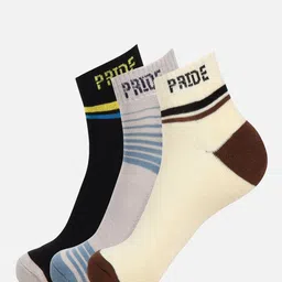 PRIDE APPAREL Unisex Pack Of 3 Striped Ankle-Length Socks-picture-36
