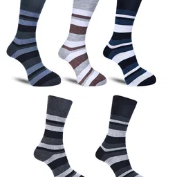Dollar Socks Men Pack of 5 Striped Cotton Calf-Length Socks-picture-43