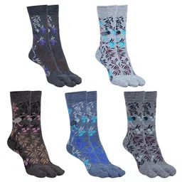 BAESD Women Pack Of 5 Patterned Cotton Odour Free Calf-Length Socks-picture-15