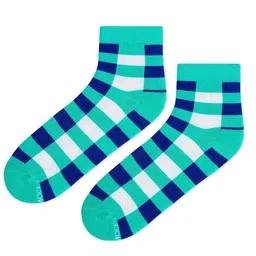 Dynamocks Unisex Sea Green & White Checked Ankle-Length Socks image 5
