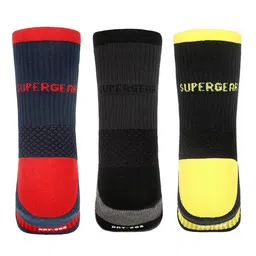 SuperGear Men Pack Of 3 Patterned  Cotton Ankle-Length Cycling Socks image 3