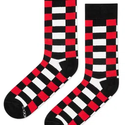 Dynamocks Unisex Red & Black Patterned Calf-Length Socks image 4